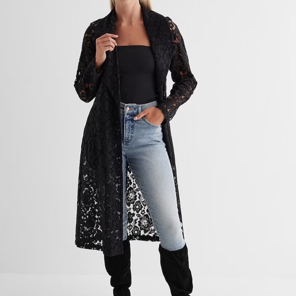 Lace belted trench coat